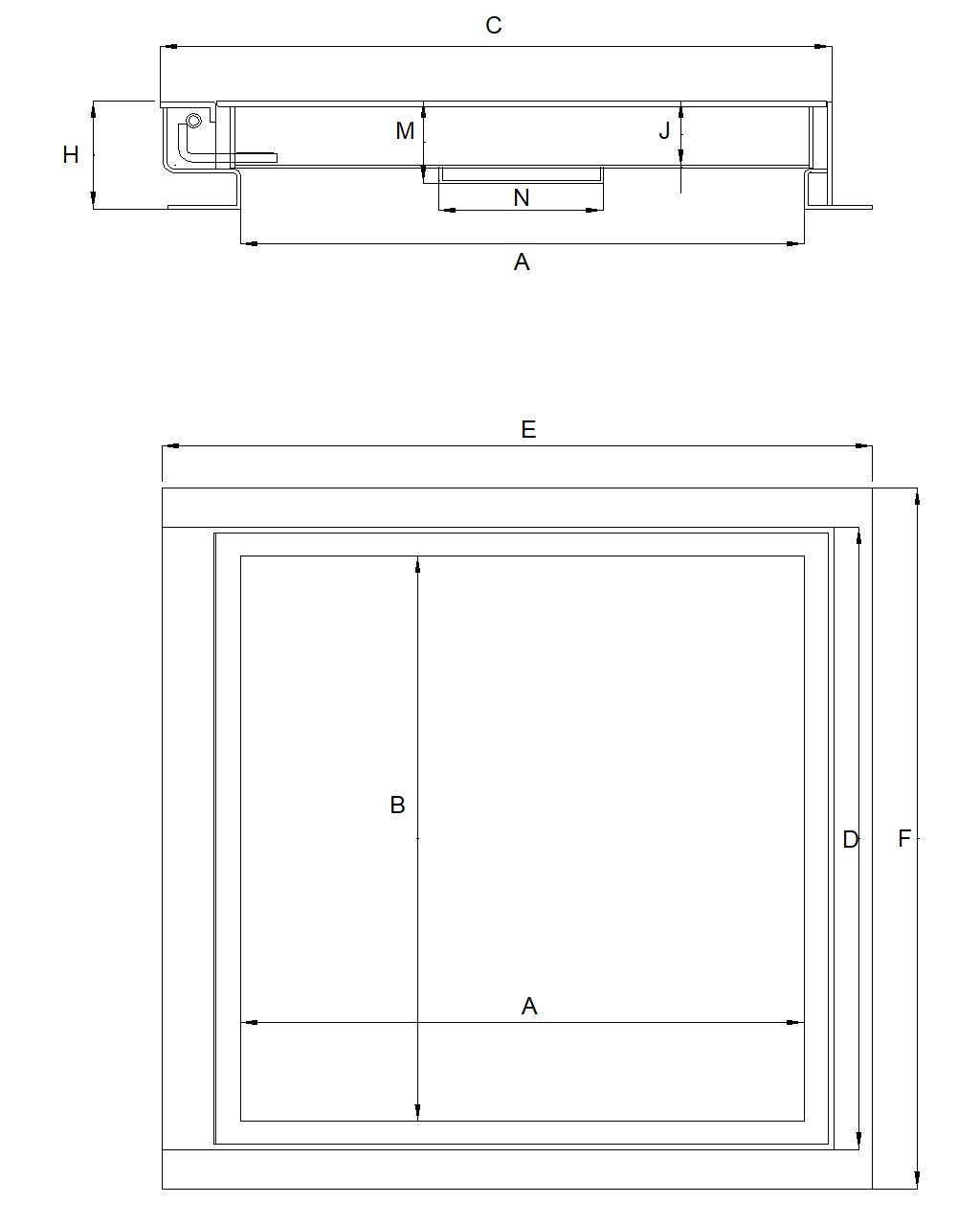 Dæksel 1400x1400 Fast karm - varmgalvaniseret  - 40T Dørk