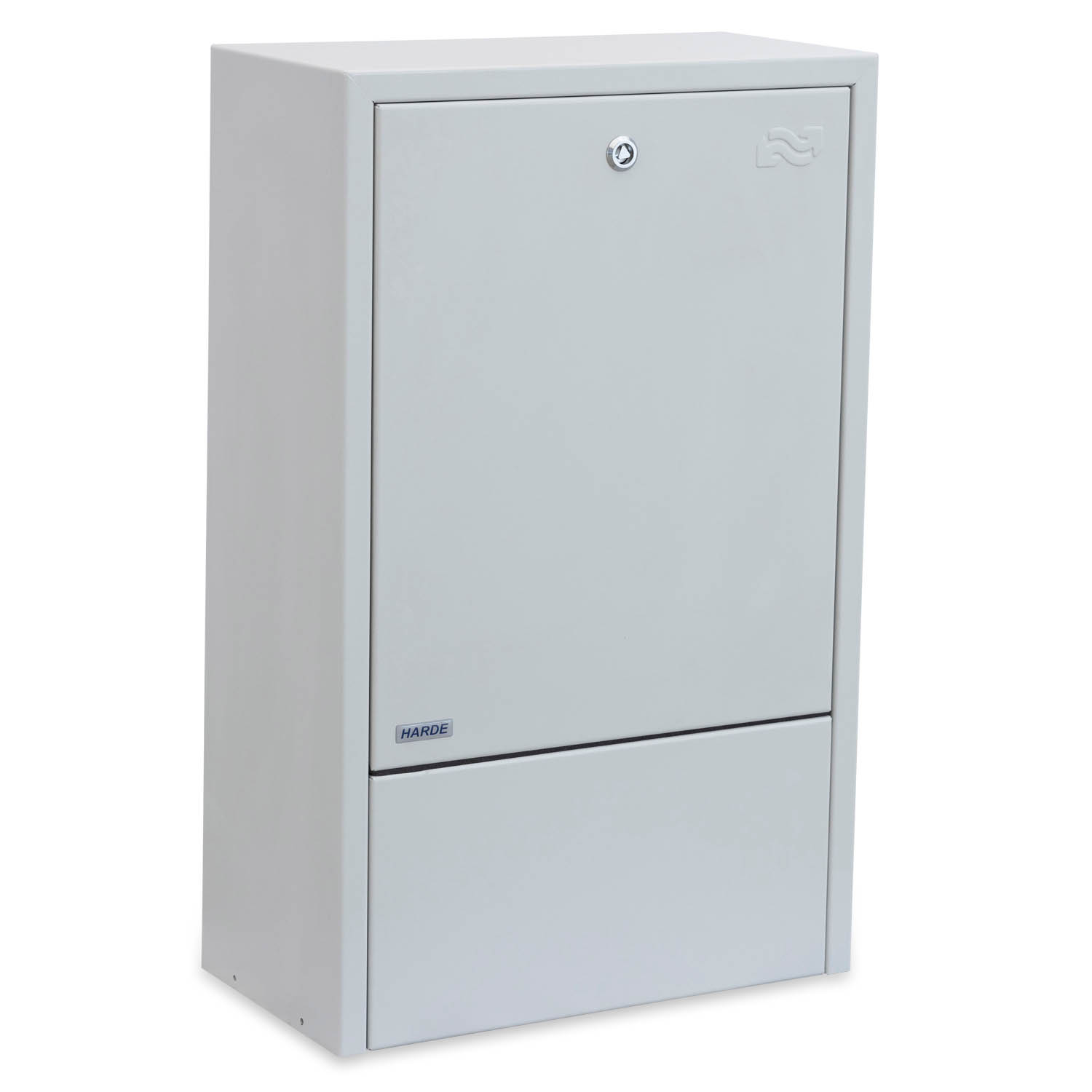 Skab væghængt H775 B480 D250 mm. RAL7035 - kælder/målerinstallation - Broen DN20 m/m