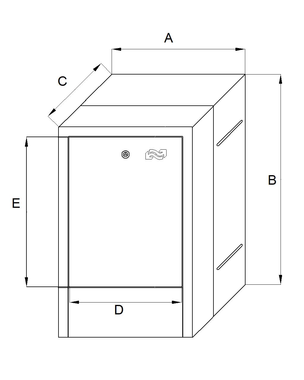 Indmurings skab H590B530D200-350 mm. - RAL 7035